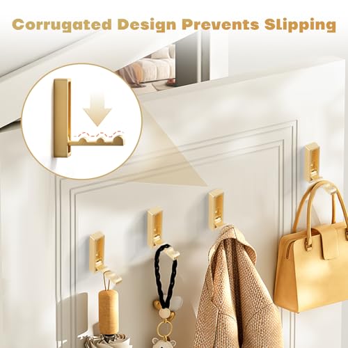 Folding Coat Hooks, 4Pcs Foldable Heavy Duty Wall Hooks Zinc Alloy No Rust Fold Up Hooks for Coat, Towel, Key, Hat, Bag, Jacket, Backpack. (Gold) - color: Gold, size: 4