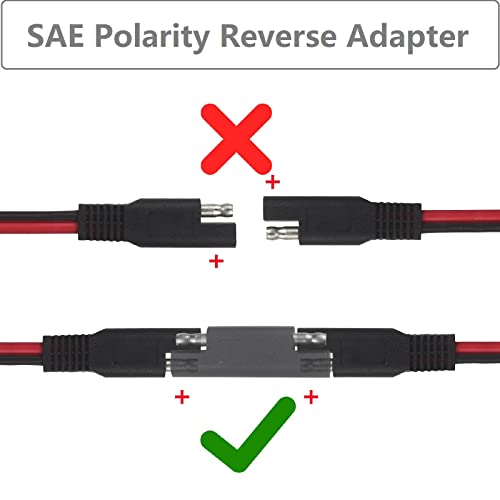 SAE to Battery Alligator Clip - 12V SAE 2Pin Quick Disconnect Cable 10ft SAE to Battery Clamp Cord 15A Fuse (10FT)