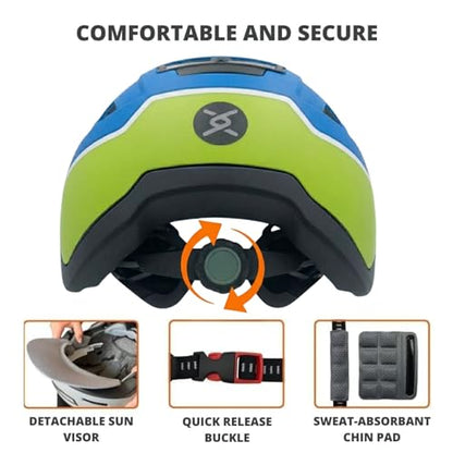 XNITO Bike Helmet with LED Lights - Urban Bicycle Helmet for Adults, Men & Women - CPSC & NTA-8776 Dual Certified - Class 3 E-Bikes, Scooters, Onewheel, Commuter, Mountain - color: Kelowna, size: Large