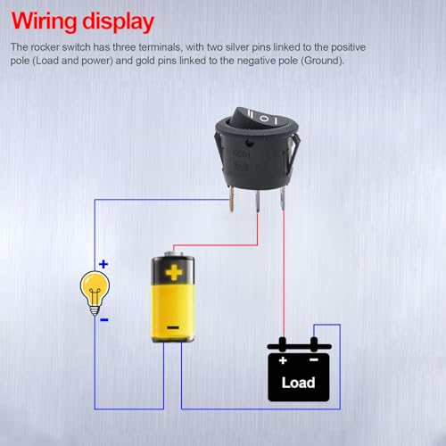 Twidec/5Pcs 12V Round Rocker Switch ON/Off/ON AC 6A/250V 10A/125V SPST 3 Pin 3 Position Toggle Switch for Car Boat Automotive RV Black with Wires KCD1-5-103-ON-OFF-ON - color: Black-Round-ON OFF ON-5PCS