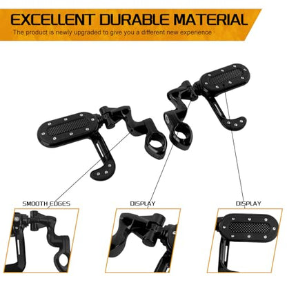 Motorcycle Highway Foot Pegs with Flip-out Heel Rests Fit for Harley Touring Road Glide Street Glide Road King Electra Glide Sportster, Highway 1.25" Engine Guard Foot Pegs Black - color: Black