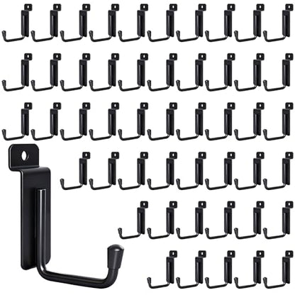 50 Pack J-Shaped Slatwall Hooks, 2 Inch Heavy Duty Slat Wall Hanger, Slatwall Accessories Display Hooks for Garage, Retail Store, Kitchen, Craft Room - size: 2.2 Inch