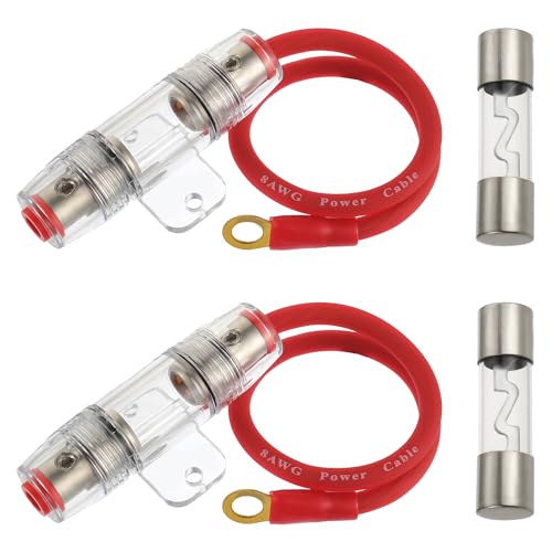 BOJACK 8 Gauge AWG 1ft Power Wire with 40 Amp AGU Fuse Holder 40A（Pack of 2） - size: 40A