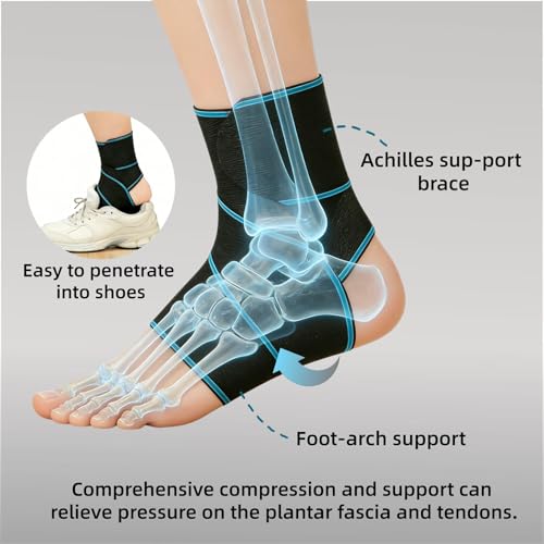 2-Pack Ankle Brace Wrap for Women Men Breathable Moisture-Wicking Fabric, Open Heel Design, One Size Fits All,Sprained Ankle Recovery, Plantar Fasciitis Relief,Sports & Daily Use