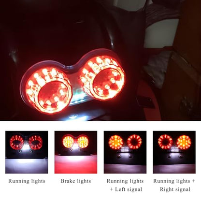 Wevdn 40-LED 40W Motorcycle Tail Light, Integrated Running 40 LED Brake Stop Light with License Plate Bracket, Turn Signal Lamp Tail Light for Motorcycle Street Bike Cruiser (Red) - color: Red
