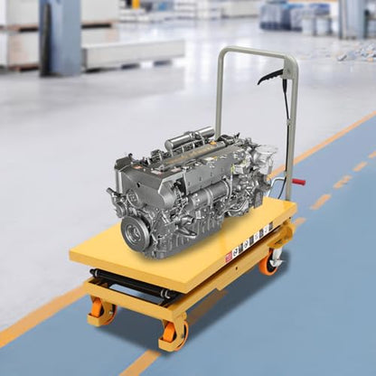 Hydraulic Lift Table Cart 330 LBS Hydraulic Motorcycle Lift Jack Table with 4 Wheels Scissor Lift Table Cart for Factory, Warehouse, Supermarket (35.8 * 19.7in)