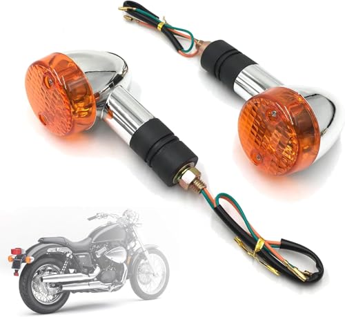 2Pcs Motorcycle Bullet Turn Signals Lights Compatible With Honda Shadow Aero Fit for Kawasaki Vulcan VN 750 800 1500 Vintage Turn LampBulb