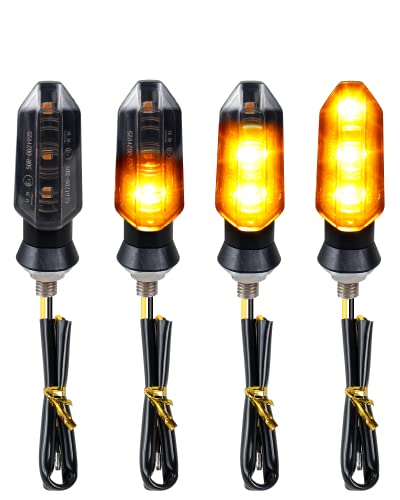 4PCS Universal Motorcycle Turn Signals Front Rear LED Turn Signal Light Sequential Amber Blinkers for Motorbike Scooter Quad Cruiser Off Road Touring - color: Sequential Amber