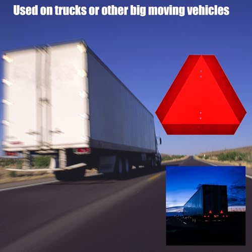 Kichwit Slow Moving Vehicle Triangle Sign, Aluminum Slow Moving Triangle Rust Free, 15.6" x 13.6"/40-mil Thick, Metal Reflective Heavy Duty Safety Sign for Golf Cart, Farm Tractors, Trailers, Outdoor Use - style: Triangle, Aluminum