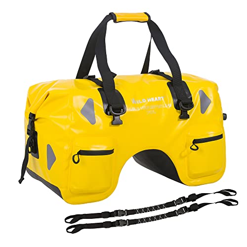 WILD HEART Dry Motorcycle Tail bag 70L/50L With Rope Straps and Inner Pocket Waterproof PVC 500D for Travel,Motorcycle and so on - color: Yellow, size: 70L
