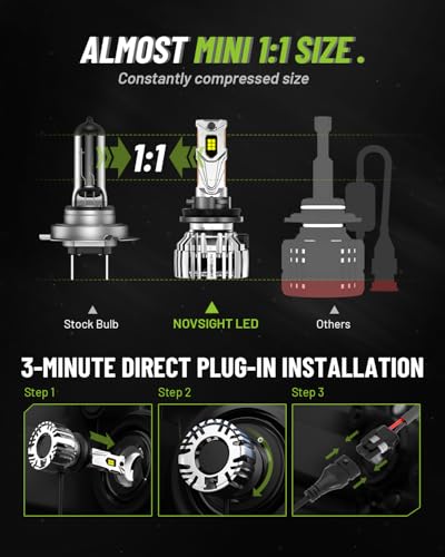 NOVSIGHT H11 LED Fog Lights Bulbs - 55000 Lumens,100000 Hours Lifespan,6500K Cool White Light,Efficent Cooling System, Pack of 2 - color: H11, size: 55000LM
