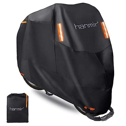 Motorcycle Cover,Motorbike Cover All Season Universal Weather Waterproof Outdoor UV Protection with 4 Reflective Strips & Storage Bag,4XL Motorcycles Vehicle Cover - size: 4X-Large