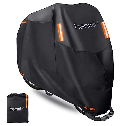 Motorcycle Cover,Motorbike Cover All Season Universal Weather Waterproof Outdoor UV Protection with 4 Reflective Strips & Storage Bag,4XL Motorcycles Vehicle Cover - size: 4X-Large