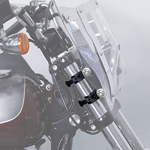 SLMOTO Quarter Head Fairing Windshield w/49mm Fork Clamp Fit for Harley Sportster XL1200X 2016-2021 Dyna Low Rider Street Bob Wide Glide Fat Bob 2006-2016 V-Rod 2002-2010 - color: Clear Windshield + Black 49mm Clamps