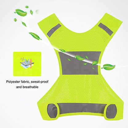 Joyzan Reflective Running Vest, Safety High Visibility Night Cycling Bands Gear Inside Pocket Chest Walking Bicycle Jogging Workout Biking Nighttime Motorcycle Runner Women Men Fluorescent Yellow