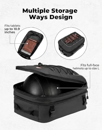 KEMIMOTO Motorcycle Tail Bag, 22L-30L Expandable Waterproof Rear Seat Bag Helmet Backpack with Rain Cover for Motorbike Accessories