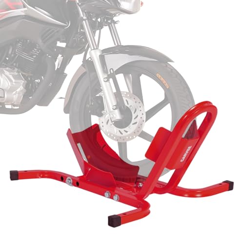 1800 Lb Capacity Heavy Duty Motorcycle Wheel Chock – Dirt Bike Wheel Chocks Adjustable 16"-21" Tire Fit for Cruisers, Dirt Bikes & ATVs, Rust-Resistant Steel Trailer & Garage Mount,Red - color: Red