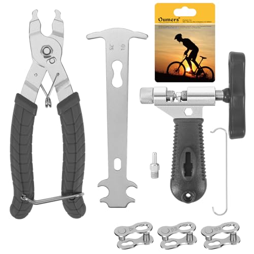 Oumers Bike Chain Repair Tools Set, Bicycle Chain Break Tool, Master Link Pliers, Bike Wear Checker Indicator Opener Closer Remover Pliers - color: Gray
