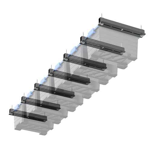 EVERHANGER Ceiling Storage Rack, Heavy Duty Overhead Storage Rack for Garage, Adjustable Ceiling Bin Storage System, 7 Sets for 6 Bins, 16 Inch - style: For 6 Bins