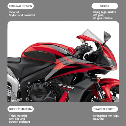 NIGHT CAT Fuel Tank Sticker,Gas Tank Pad for CBR 600RR 2007-2012,Motorcycle Fuel Tank Protector,Fuel Tank Side Traction pad,Anti Slip sticker(CBR600RR-07-12) - color: Cbr650 Rr