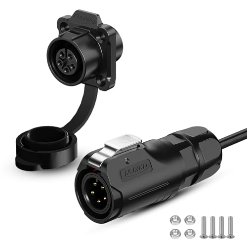 CNLINKO LP12 5-Pin Circular Connector with 1 Meter Cable Assemblies, IP68 Waterproof Industrial Electrical Connector for Outdoor Equipment Automotive Machinery M12 Cylindrical Connectors (5 Pin) - size: 5-Pin, style: Plug with 1M Cable