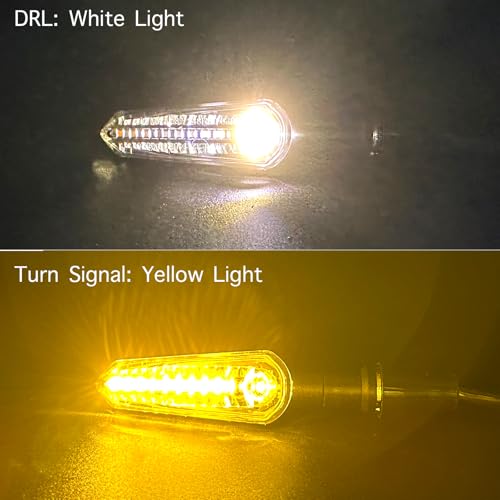 E-Mark LED Sequential Motorcycle Indicator Mini Turn Signal Light Vehicle Inspection DC12V IP67 Waterproof DRL Universal (YE/WH + YE/RD) - color: YE/WH + YE/RD