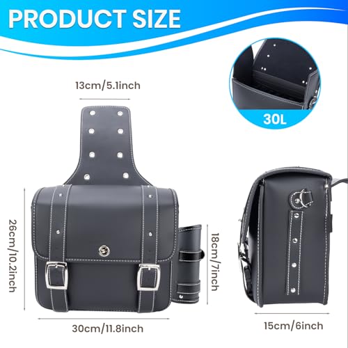 20L Motorcycle Saddlebags Water-Resistant Storage for Harley Sportster Softail Dyna Honda Shadow, Quick-Attach Remove Design with Bottle Bags, Universal Fit Large Capacity Luggage Bags (Black)