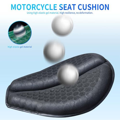 Motorcycle Gel Seat Cushion Moto 3D Honeycomb Waterproof Function Universal Seat Cover Structure Breathable Shock Absorption Reduces Motorcycle Gel Seat Pad for Comfortable Long Rides