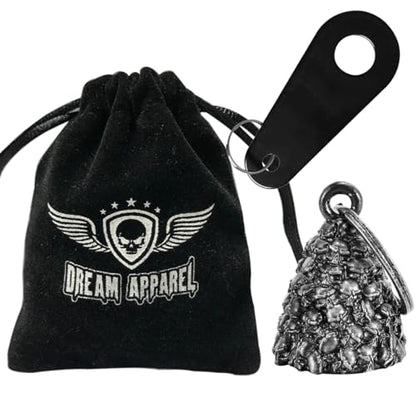 Dream Apparel Motorcycle Bell Guardian Angel Drive Away Gremlin, Biker Bell for Men Women Rider Riding, Good Luck Gift - style: Skulls
