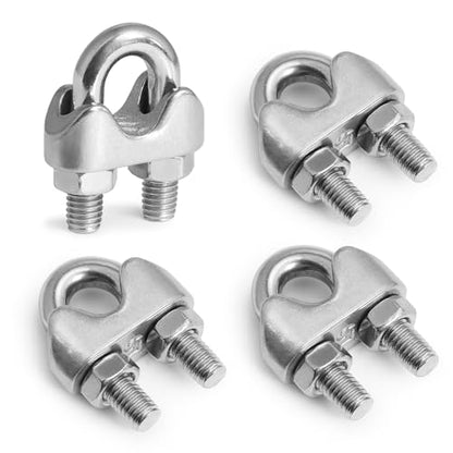 12pcs M5 Wire Rope Clamp, 3/16 inch Cable Clamps Stainless Steel Wire Rope Clips - size: M5