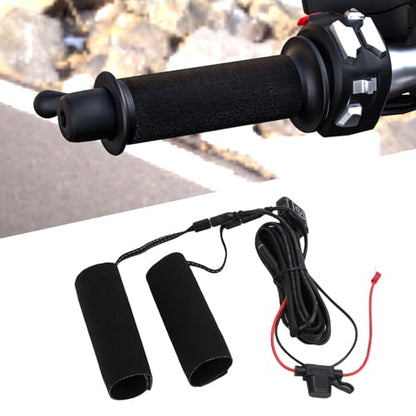 Zunate Heated Grips Cover with 3 Adjustable Heat Settings, Rapid Heating Motorcycle ATV Handlebar Sleeve for Cold Weather with IP67 Rating Control