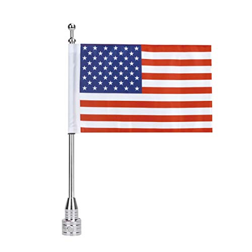 Motorcycle Flagpole Mount with Country Flags 6x9 for Harley Davidson Honda Goldwing CB VTX CBR Yamaha - Fits 1/2" Round Luggage Rack (American Flag) - color: American Flag