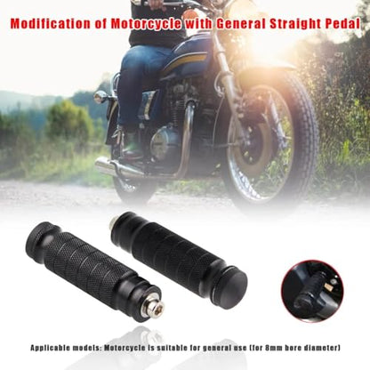 KIMISS Motorcycle Universal 8mm Foot Pegs,1 Pair CNC Aluminum Motorbike Rear Footrests Non-slip Foot Rest Pegs Pedals