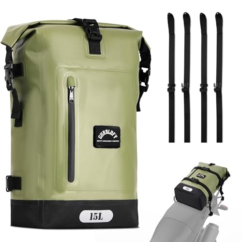 Motorcycle Saddle Bag, 15L Waterproof Motorcycle Tail Bag, 2 Size and 3 Color Options Travel Bag, PVC Bag, Rear Seat Bag, Backpack Field Green GT-15GN - color: Field Green, size: 15L