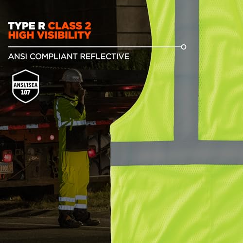 Ergodyne GloWear Economy High Visibility Reflective Safety Vest, Hook & Loop Closure - color: Lime, size: Medium (Pack of 3)