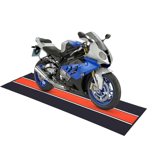 Drydiet 98 x 31 Inch Motorcycle Mat Garage Floor Rug Washable Parking Mats for Garage Floors Non Slip Oil Absorbent Pad Rubber Backing Layer Protects Floor from Spills Drips(Stripe Style) - color: Black,Orange, size: 98 X 31 Inch, style: Stripe Style