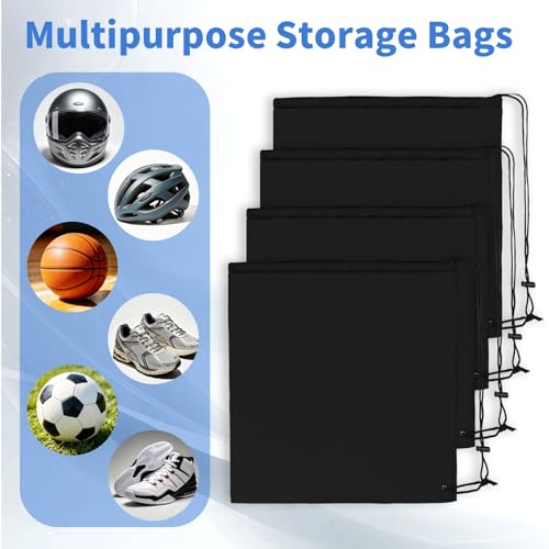 4 Pcs Motorcycle Welding Helmet Bag with Drawstring Locking, Large Lightweight Storage Bag for Motorcycle Riding, Welding Work and Travel