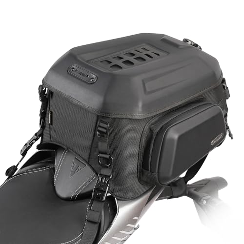 Motorcycle Tail Bag Waterproof 23-35L Expandable Motorbike Helmet Bag Luggage Bag Storage Bag with Sissy Bar Straps Matte Black