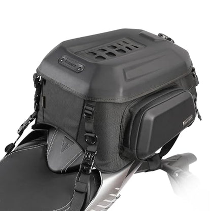 Motorcycle Tail Bag Waterproof 23-35L Expandable Motorbike Helmet Bag Luggage Bag Storage Bag with Sissy Bar Straps Matte Black