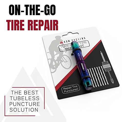 KOM Cycling Tubeless Tire Repair Kit for Bikes 8 Colors! Fixes Mountain Bike and Road Bicycle Tire Punctures - color: Red