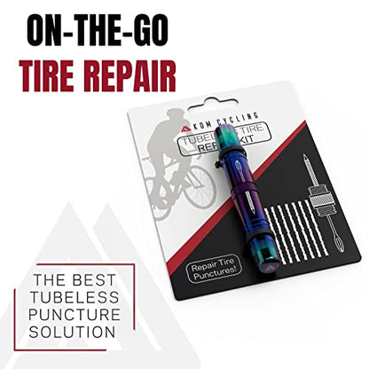 KOM Cycling Tubeless Tire Repair Kit for Bikes 8 Colors! Fixes Mountain Bike and Road Bicycle Tire Punctures - color: Green