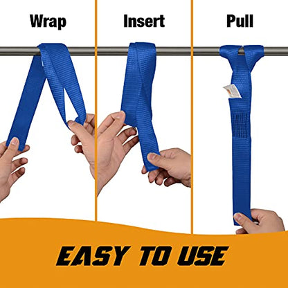Soft Loop Tie Down Straps - 1.5 x 18 inches, 8800lbs Breaking Strength, Soft Loops for Securing ATV, UTV, Motorcycles, Scooters, Dirt Bikes, Lawn & Garden Equipment, 4 Pack (Blue) - color: Blue