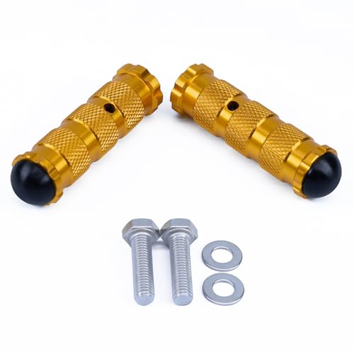 PROCNC Universal Anti-slip 8mm Motorcycle Foot Pegs with Install Bolts Foot Pegs Fit for Aprilla Honda Kawasaki Ducati Suzuki Yamaha Triumph MV etc (Gold) - color: gold
