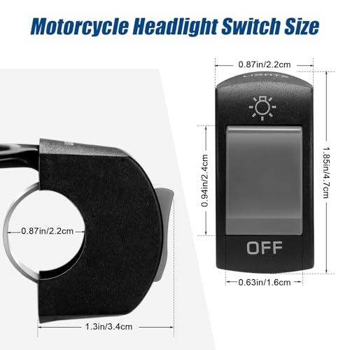 Frienda 3 Pieces Motorcycle Headlight Switch Handlebar Toggle Switch 7/8 Inch 22 mm 12v on Off Push Button for U5 U7 U2 Motorcycles Scooter Electromobile (Grey) - color: Grey