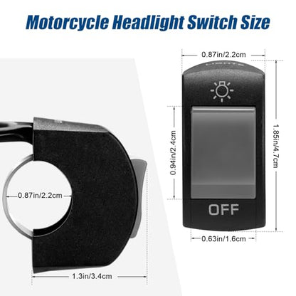 Frienda 3 Pieces Motorcycle Headlight Switch Handlebar Toggle Switch 7/8 Inch 22 mm 12v on Off Push Button for U5 U7 U2 Motorcycles Scooter Electromobile (Grey) - color: Grey