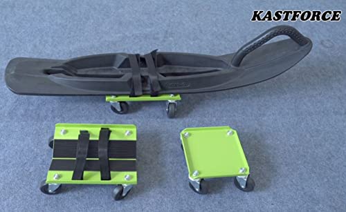 Snowmobile Dolly Heavy Duty Carries up to 1500 lbs (682 kg) V-Slide with 2.5” Nylon Swivel Casters Rubber Pad Protecting Skis and 2 Pairs of Heavy Duty Straps Firmly Attaching on Skis KF2014