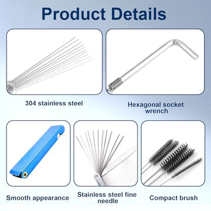 2 Pack Carb Cleaning Brushes Kit, Torch Tip Dirt Removal Set for Jets Nozzles Orifices, Throttle Body Tools for Chainsaw Motorcycle ATV Carb Welding Stove Shower Head Maintenance - style: 23 Needles & 5 Brushes & Wrench