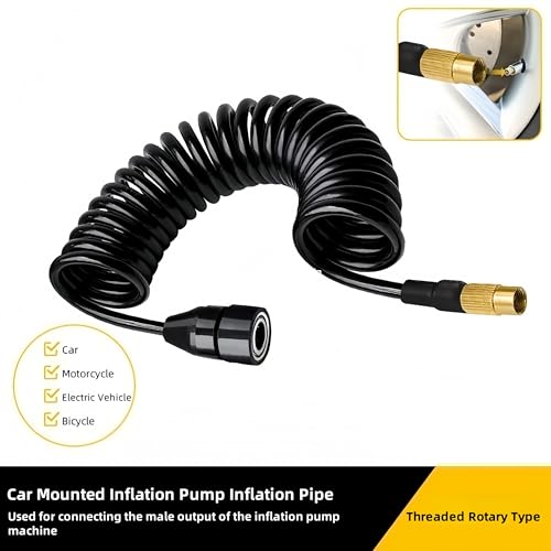 32.8FT Recoil Air Hose, Car Air Pump Extend Hose with Bend, PS20 Female Plug Inflator Extension Tube for American Tire Nozzle Car Motorcycle - size: 32.8 ft