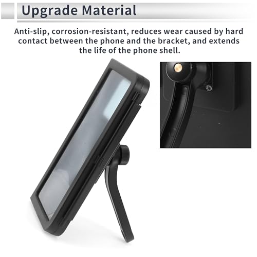 Motorcycle Phone Mount Holder ABS Aluminum Alloy PC for Rearview Mirror Mount Fits 4.7"-7"/119.38x177.8mm Smartphones Black