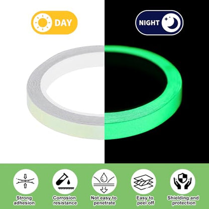 TIESOME Neon Reflective Tape 0.4In x 26 Feet, Safety Warning Glow in The Dark Tape High Viscosity Waterproof Durable Lasting Outdoor DOT Auto Stickers for Bikes Trailers Trucks(Fluorescent)
